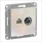 Розетка двойная комп+ТВ, RJ45+TV, кат.5E, механизм, Жемчуг