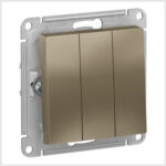 Выключатель 3-клавишный, сх.1+1+1, 10АХ, механизм, Шампань AtlasDesign