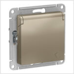 Розетка с заземл. со шторками с крышкой, 16А, IP20, механизм, Шампань AtlasDesign