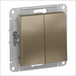 Переключатель 2-клавишный, сх.6, 10АХ, механизм, Шампань AtlasDesign