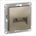 Розетка двойная компьютерная RJ45+RJ45, кат.5E, механизм, Шампань AtlasDesign