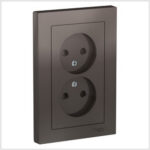 Розетка двойная без заземления со шторками,16А, в сборе, Мокко AtlasDesign