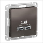 Schneider electric ATLASDESIGN USB РОЗЕТКА A+С, 5В/2,4А, 2х5В/1,2А, механизм, МОККО