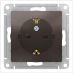 Розетка с заземлением, 16А, механизм, Мокко AtlasDesign