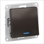 Переключатель 1-клавишный с подсветкой, сх.6а, 10АХ, механизам, Мокко AtlasDesign