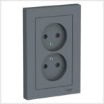 Розетка двойная без заземления,16А, в сборе, Грифель AtlasDesign