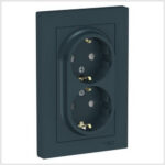 Розетка двойная с заземлением, 16А, в сборе, Изумруд