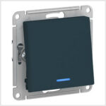 Переключатель 1-клавишный с подсветкой, сх.6а, 10АХ, механизам, Изумруд