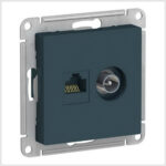 Розетка двойная комп+ТВ, RJ45+TV, кат.5E, механизм, Изумруд