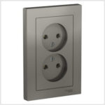 Розетка двойная без заземления,16А, в сборе, Сталь