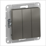 Выключатель 3-клавишный, сх.1+1+1, 10АХ, механизм, Сталь