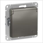 Розетка с заземлением со шторками с крышкой, 16А, IP20, механизм, Сталь