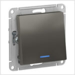 Переключатель 1-клавишный с подсветкой, сх.6а, 10АХ, механизам, Сталь