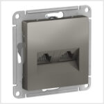 Розетка двойная компьютерная RJ45+RJ45, кат.5E, механизм, Сталь