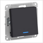 Выключатель 1-клавишный с подсветкой, сх.1а, 10АХ, механизм, Карбон