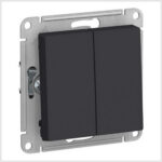 Выключатель 2-клавишный, сх.5, 10АХ, механизм, Карбон