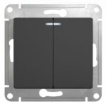 Schneider electric GLOSSA 2-клавишный ВЫКЛЮЧАТЕЛЬ с подсв. сх.5а, 10АХ, механизм, АНТРАЦИТ