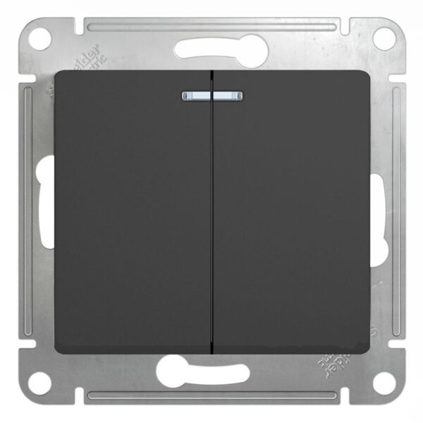 Schneider electric GLOSSA 2-клавишный ВЫКЛЮЧАТЕЛЬ с подсв. сх.5а, 10АХ, механизм, АНТРАЦИТ