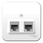 Schneider electric BLANCA РОЗЕТКА двойная: комп.RJ45, кат.5E + телеф. RJ11, ИЗОЛ.ПЛ.,БЕЛЫЙ