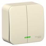 Schneider electric BLANCA 2-кл. ВЫКЛЮЧАТЕЛЬ (cх.5) с подс.ИЗОЛ.ПЛ,10А,250B,МОЛОЧНЫЙ