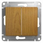 Schneider electric GLOSSA 2-клавишный ПЕРЕКЛЮЧАТЕЛЬ, сх.6, ДЕРЕВО ДУБ