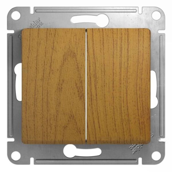 Schneider electric GLOSSA 2-клавишный ПЕРЕКЛЮЧАТЕЛЬ, сх.6, ДЕРЕВО ДУБ