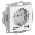 Schneider electric ATLASDESIGN РОЗЕТКА 16А с 2 USB A+A, 5В/2,4А, 2х5В/1,2А, механизм, БЕЛЫЙ