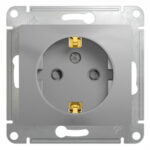 Schneider electric GLOSSA РОЗЕТКА с заземлением со шторками, АЛЮМИНИЙ