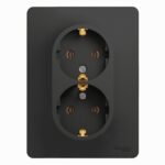 Schneider electric GLOSSA РОЗЕТКА двойная с заземлением, 16А, в сборе, АНТРАЦИТ