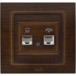 EL-BI Zena розетка ТF+КОМПЬЮТЕР Темный орех механизм