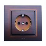 EL-BI Zena розетка с/з Темный орех механизм