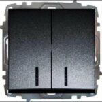 EL-BI Zena выключатель 2 кл. с подсв. Черный механизм