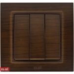 EL-BI Zena выключатель 3 кл. Темный орех механизм