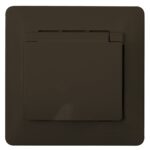 Schneider electric GLOSSA РОЗЕТКА с заземлением со шторками с крышкой, 16А, IP20, в сборе, ШОКОЛАД