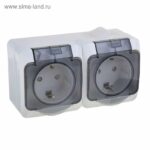 Schneider Этюд IP44 розетка 2-я с прозрачными крышками белая