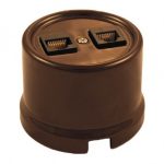 Bironi Компьютерная розетка двойная керамика коричневый