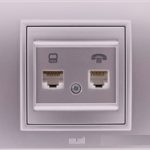 EL-BI Zena розетка ТF+КОМПЬЮТЕР Серебро механизм