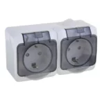 Розетка 2-я с крышкой Schneider Electric Этюд IP44 с прозрачными крышками