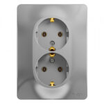 Schneider electric GLOSSA РОЗЕТКА двойная с заземлением, АЛЮМИНИЙ