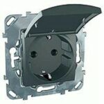 Розетка с заземляющими контактами 16 А / 250 В~, с откидной крышкой Schneider Unica графит