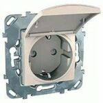 Розетка с заземляющими контактами 16 А / 250 В~, с откидной крышкой Schneider Unica кремовый
