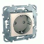 Розетка с заземляющими контактами 16 А / 250 В~ с защитой от детей Schneider Unica кремовый