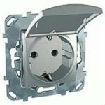 Розетка с заземляющими контактами 16 А / 250 В~, с откидной крышкой Schneider Unica алюминий