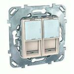 Розетка компьютерная двойная RJ45 5-й кат. Schneider Unica кремовый