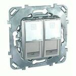 Розетка компьютерная двойная RJ45 5-й кат. Schneider Unica алюминий