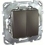 Выключатель двухклавишный, проходной (вкл/выкл с 2-х мест) 10 А / 250 В~ Schneider Unica графит