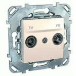 Розетка телевизионная проходная TV FM, диапазон частот от 4 до 2400 MГц Schneider Unica кремовый