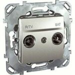 Розетка телевизионная оконечная TV SAT FM, диапазон частот от 4 до 2400 MГц Schneider Unica алюминий