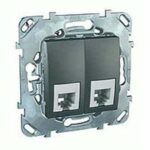 Розетка телефонная двойная RJ11 Schneider Unica графит