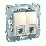 Розетка телефонная двойная RJ11 Schneider Unica кремовый